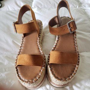 Universal Thread-NWOT- Size 6.5- Espadrille Wedge Sandal Cognac - Faux Suede